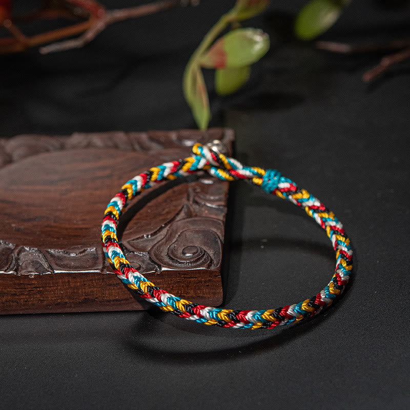 Tibet Handmade Five Colour Thread Protection Braid String Bracelet