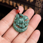 Year of the Rabbit Jade Luck Crescent Moon Necklace Pendant
