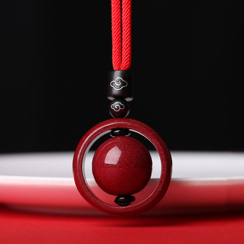 Cinnabar Om Mani Padme Hum PiXiu Blessing Lucky Bead Necklace Pendant
