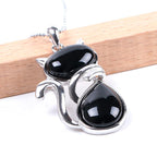 Cat Pattern Natural Crystal Protection Necklace Pendant