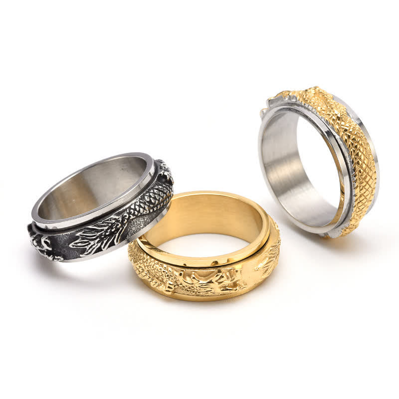 Dragon Titanium Steel Stimulation Rotatable Ring