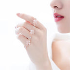 Pink Crystal Four Leaf Clover Love Chain Bracelet