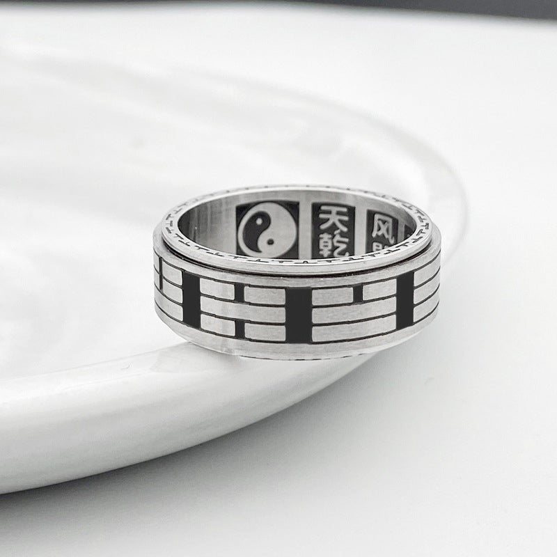 Bagua Yin Yang Titanium Steel Balance Rotatable Ring