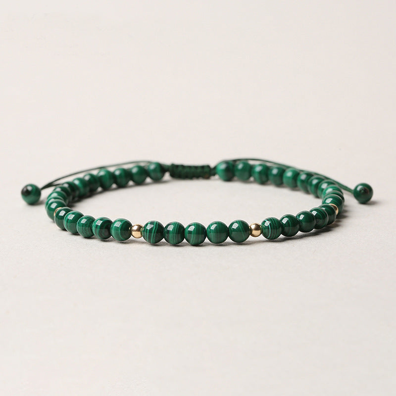 4mm Natural Malachite Protection Calmness String Bracelet