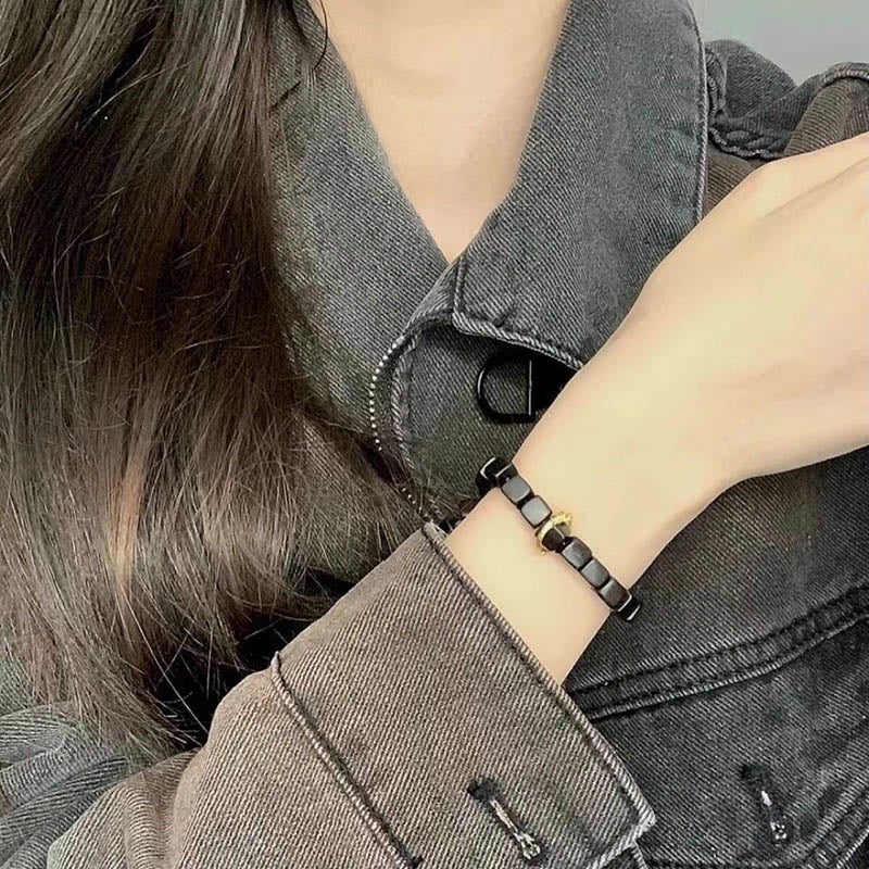 Tibetan Ebony Wood Square Beads Peace Calm Bracelet