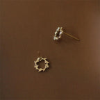 925 Sterling Silver Posts Copper Metal Tiny Wreath Stud Blessing Flower Earrings