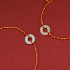 Round Peace Buckle Jade Luck Abundance Braided Bracelet Anklet