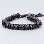 Tibetan Coconut Shell Beads Engraved Om Mani Padme Hum Mantra Positive String Bracelet