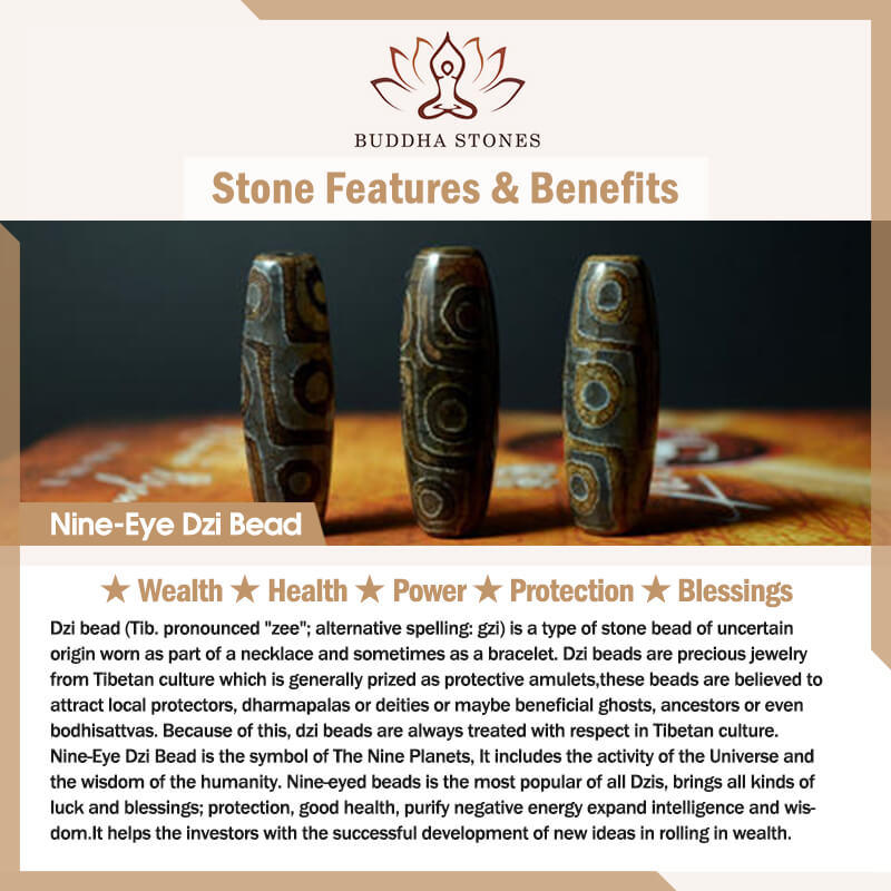 Nine-Eye Dzi Bead Red Agate Wealth Health Necklace