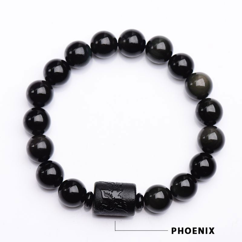 Soul Cleansing Black Obsidian Phoenix Dragon Bracelet