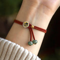 925 Sterling Silver Handmade Chinese Zodiac Natal Buddha Cyan Bodhi Seed Protection Braided Red String Bracelet