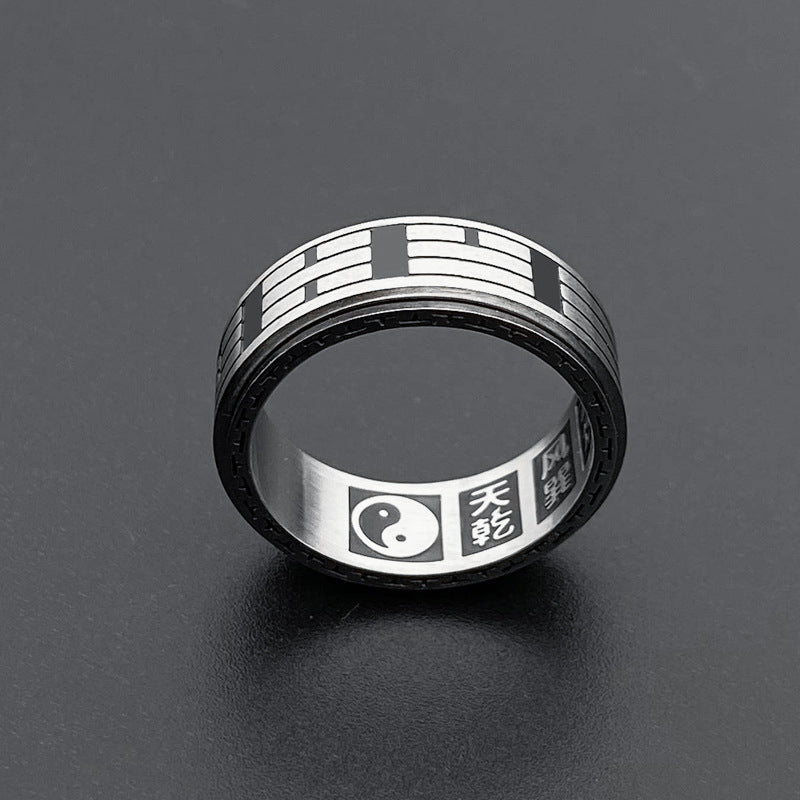 Bagua Yin Yang Titanium Steel Balance Rotatable Ring