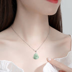 Laughing Buddha Jade Blessing Titanium Steel Chain Necklace Pendant