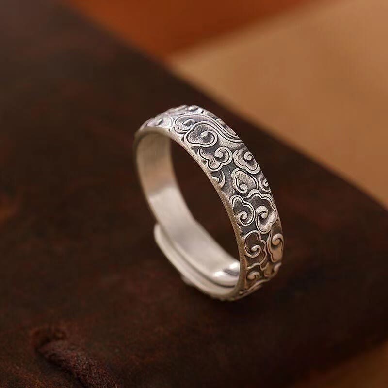Vintage Auspicious Clouds Pattern Luck Ring