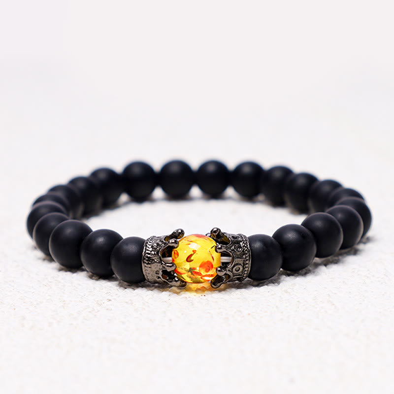 Natural Stone King & Queen Crown Healing Energy Beads Couple Bracelet