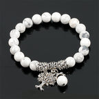 Natural Gemstone Tree of Life Lucky Charm Stretch Bracelet