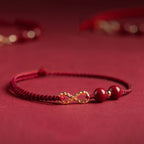 Cinnabar Blessing Red String Golden Infinity Symbol Bracelet Anklet