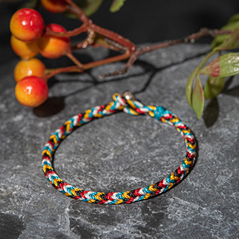 Tibet Handmade Five Colour Thread Protection Braid String Bracelet