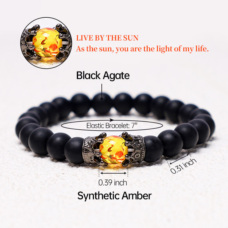 Natural Stone King & Queen Crown Healing Energy Beads Couple Bracelet