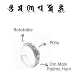 Tibetan Om Mani Padme Hum PiXiu Engraved Wealth Luck Rotatable Ring