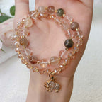 Rose Quartz Elephant Healing Energy Charm Bracelet