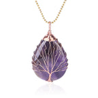 Natural Quartz Crystal Tree Of Life Healing Energy Necklace Pendant