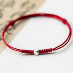 925 Sterling Silver Luck Bead Protection Red String Thin Cord Braided Bracelet
