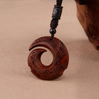 Small Leaf Red Sandalwood Ebony Wood One's Luck Improves Design Pattern Protection Necklace Pendant