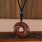 Small Leaf Red Sandalwood Ebony Wood One's Luck Improves Design Pattern Protection Necklace Pendant