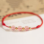 Strawberry Crystal Beads Luck Red String Anklet