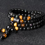 Natural Black Obsidian Rainbow Obsidian Gourd Blessing Bracelet Mala