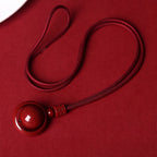 Cinnabar Om Mani Padme Hum PiXiu Blessing Lucky Bead Necklace Pendant