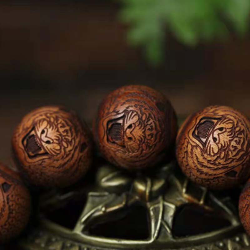 Tibetan Rosewood Engraving Tiger Protection Bracelet