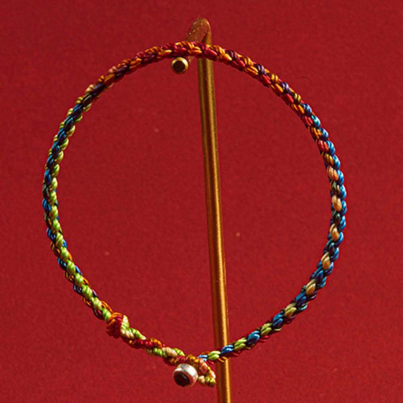 "May you be blessed with peace and safety in all four seasons" Lucky Multicoloured Bracelet