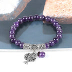 Natural Gemstone Tree of Life Lucky Charm Stretch Bracelet