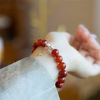 Natural Red Agate Peace Talisman Fu Character Dragon Tail Confidence Charm Bracelet