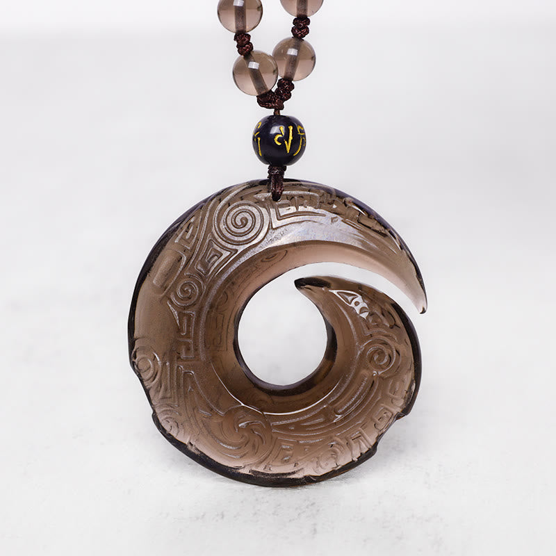 Natural Black Obsidian Ice Obsidian Strength Necklace Pendant
