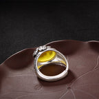 Citrine Lotus Blessing Protection Adjustable Ring
