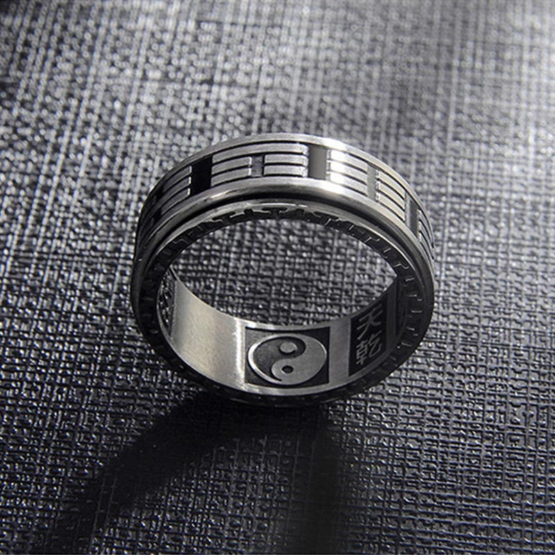 Bagua Yin Yang Titanium Steel Balance Rotatable Ring