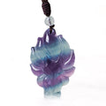 Natural Fluorite Gold Sheen Obsidian Fox Pendant Protection Necklace