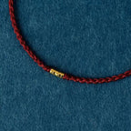 925 Sterling Silver Lucky Golden Bead Braided String Bracelet Anklet