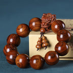 Rosewood Green Sandalwood Small Leaf Red Sandalwood Dragon Carved Protection Bracelet