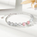 Strawberry Quartz Moonstone Luck Moon Charm Bracelet