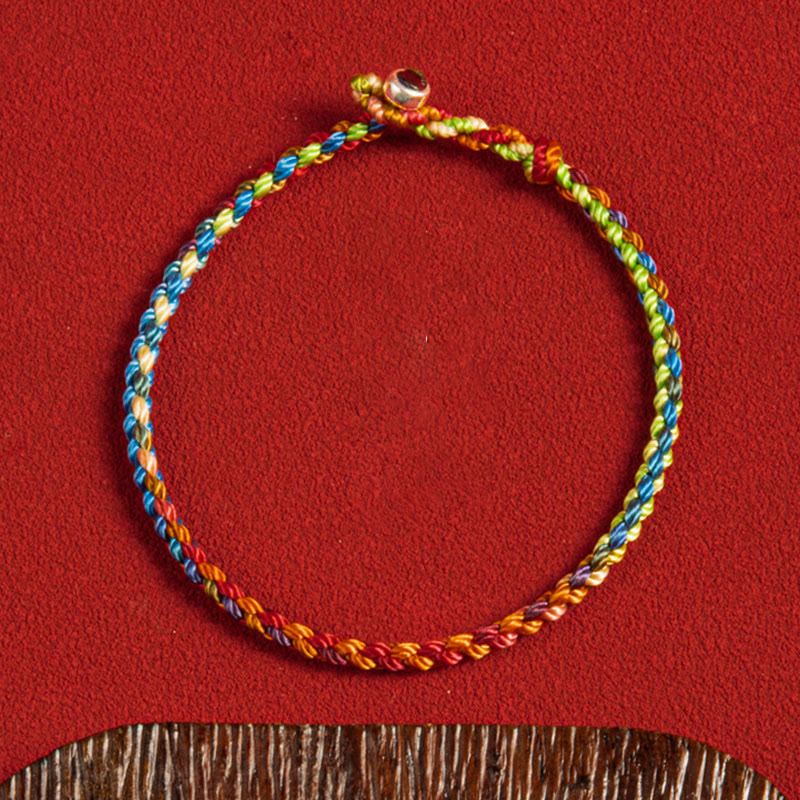 "May you be blessed with peace and safety in all four seasons" Lucky Multicoloured Bracelet