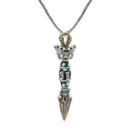 Tibet Om Mani Padme Hum Dzi Bead Dorje Vajra Pattern Wealth Rotatable Necklace Pendant