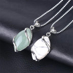 Marquise Pattern Natural Crystal Stone Charm Necklace Pendant