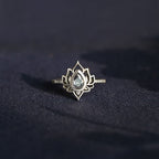 Sterling Silver Lotus Zircon Blessing Protection Ring