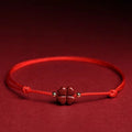 Natural Cinnabar Four Leaf Clover Blessing Red String Bracelet Anklet