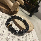 Tibetan Ebony Wood Square Beads Peace Calm Bracelet