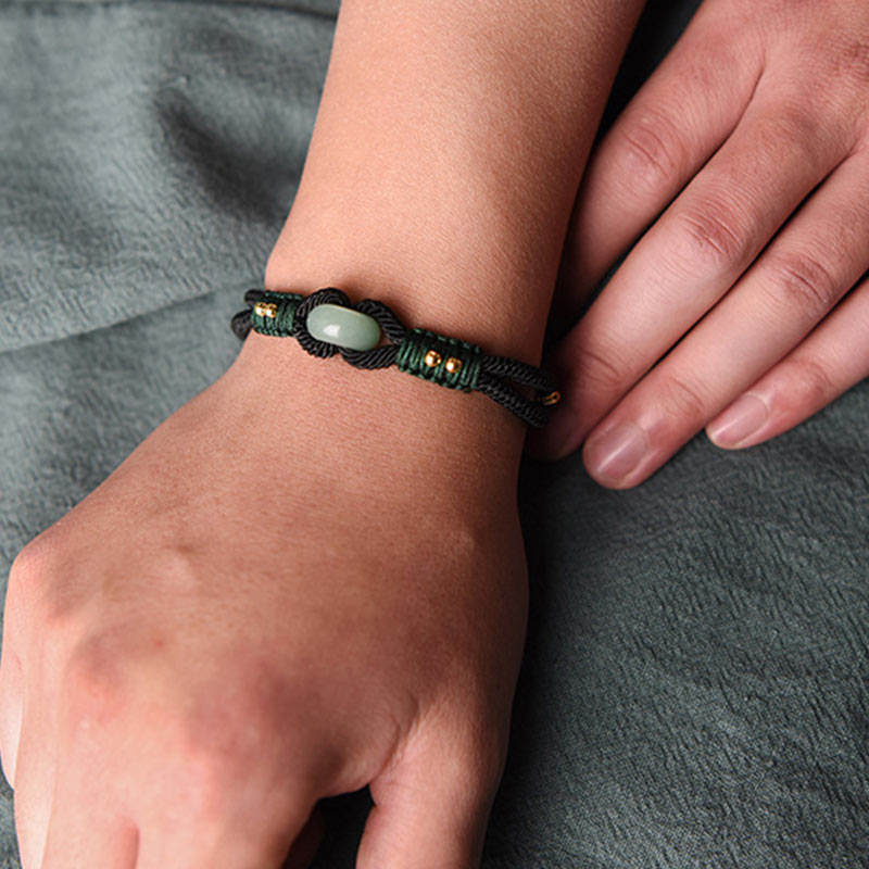 Tibetan Jade Lucky Black Rope Couple Bracelet